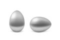 Two vector realistic silver eggs. Royalty Free Stock Photo