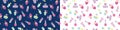 Two vector seamless patterns with bottles of perfume Royalty Free Stock Photo