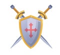 Two vector swords and shield with cross