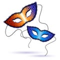 Two Venetian carnival masks on a white background Royalty Free Stock Photo