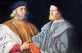 Two Venetian gentlemen, 1510. Painted by Vincenzo di Biagio Catena Royalty Free Stock Photo