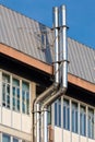 Two ventilation chimneys in stainless steel