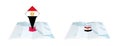 Two versions of an Egypt folded map, one with a pinned country flag and one with a flag in the map contour. Template for both Royalty Free Stock Photo