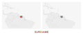 Two versions of the map of Suriname, with the flag of Suriname and highlighted in dark grey Royalty Free Stock Photo