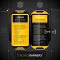 Two vertical banners in techno style. Useful for web design or advertising. Royalty Free Stock Photo