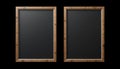 Two vertical blank chalkboards side by side with wooden frames, ideal for instruction, display, or classroom activities. Royalty Free Stock Photo