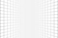 Two vertical infinity perspective grids. Tile wall texture. Checkered plane pattern. Squared surface. Geometric design