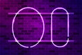 Two vertical oval frames glowing purple neon sign or LED strip light. Realistic vector illustration Royalty Free Stock Photo