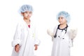 Two very children in white hospital clothes Royalty Free Stock Photo
