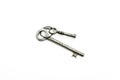 Two very old keys on white background Royalty Free Stock Photo