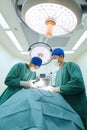 Two veterinarian doctor working in operating room