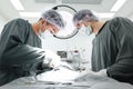 Two veterinarian surgeons in operating room