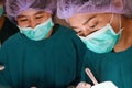 Two of veterinarian surgery in operation room Royalty Free Stock Photo