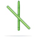 Two vibrant green bamboo sticks crossed simple drawing illustration Royalty Free Stock Photo