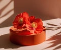 Red Poppies on Orange Cylinder Royalty Free Stock Photo