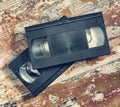 Two video cassette close-up Royalty Free Stock Photo