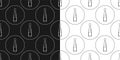 Two view seamless pattern of bottle of red wine in flat style in form of thin lines. In the form of background is circle. Repeat Royalty Free Stock Photo