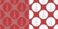 Two view seamless pattern of bottle of red wine in flat style in form of thin lines. In the form of background is circle of color Royalty Free Stock Photo