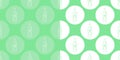 Two view seamless pattern of bottle of vermouth in flat style in form of thin lines. In the form of background is circle of color