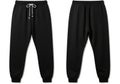 Two views of black athletic sweatpants with drawstring isolated on white background Royalty Free Stock Photo