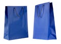 Two views of blue paper bag Royalty Free Stock Photo