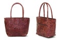 Two views of brown women bag Royalty Free Stock Photo