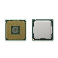 Two Views of a Computer Processor Microchip on a White Background central processing unit Royalty Free Stock Photo