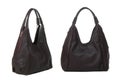 Two views of dark brown women bag Royalty Free Stock Photo