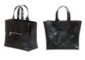 Two views of dark brown women bag Royalty Free Stock Photo