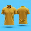 Two views of a mustard yellow polo shirt isolated on white background Royalty Free Stock Photo
