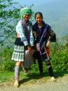 Two Village girls of Sapa in traditional dress Vietnam