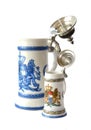 Two vintage beer mugs with bavarian Coat of Arms Lion