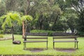 Two Vintage Benches at Suan Luang Rama 9 Park Royalty Free Stock Photo