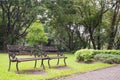 Two Vintage Benches at Suan Luang Rama 9 Park