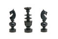 Two vintage black horse chess isolated on white