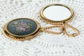 Two vintage brass hand mirror Royalty Free Stock Photo