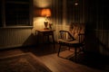 One vintage chair in a old room in the rays of light. Generated by artificial intelligence