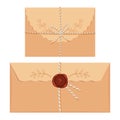 Two Vintage cute envelopes with wax seal