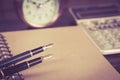 Two vintage fountain pens over a dairy book Royalty Free Stock Photo