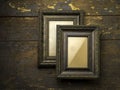 Two vintage frames over a wood background Royalty Free Stock Photo
