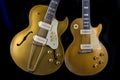 Two Vintage Gold Electric Guitars - Hollow and solid body