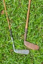 Two vintage golf clubs Royalty Free Stock Photo