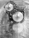 Two vintage pearl rings Royalty Free Stock Photo