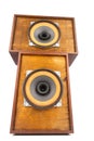 Two vintage speakers with full range drivers Royalty Free Stock Photo