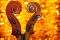 Two vintage violin scrolls