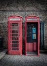Red telephone boxes on a London Street Royalty Free Stock Photo