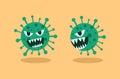 Two viruses with different shapes on the yellow background, the creative concept of the illustration design icon virus. Flat Style Royalty Free Stock Photo