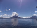 Two volcanoes next to Lake Atitlan in Guatemala Royalty Free Stock Photo