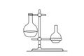 Two volumetric flasks on the clamp Royalty Free Stock Photo