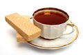 Two wafers and cup of tea
